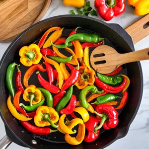 Рецепт Баранина с апельсиновым глазуром и жареным перцем - Жарка перца