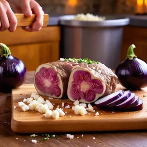 Рецепт Баранина с гранатом и жареными баклажанами - Подготовка мяса и овощей