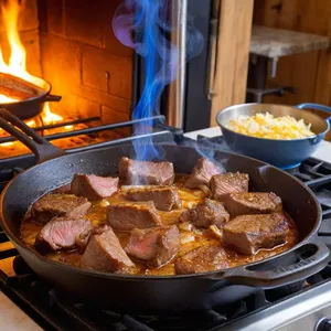 Рецепт Баранина с медово-чесночной корочкой и картофельным гратеном - Обжарка баранины
