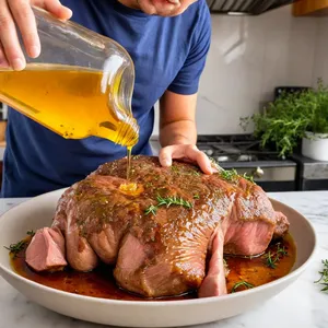 Рецепт Баранина с медово-тимьяновым маринадом и грибами - Маринование баранины