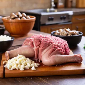 Рецепт Баранина с вишневым соусом и грибами - Подготовка мяса и овощей