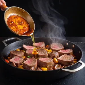 Рецепт Баранина с вишневым соусом и грибами - Обжарка мяса