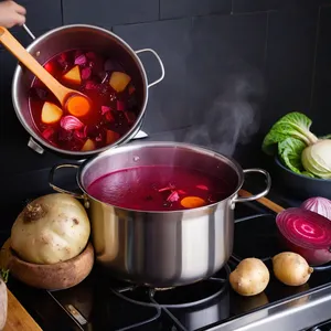 Рецепт Борщ с беконом и сливками - Варка борща