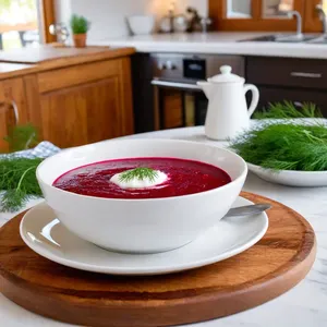 Рецепт Борщ с беконом и сливками - Подача