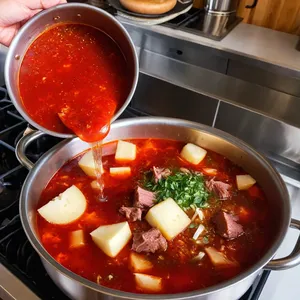 Рецепт Борщ с черемшой и телятиной - Сборка борща