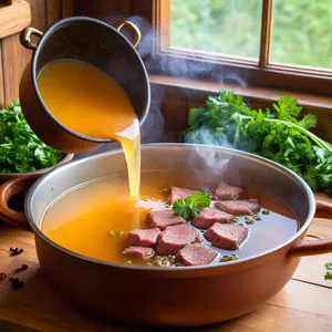 Рецепт Борщ с черносливом и говядиной - Подготовка мяса и бульона