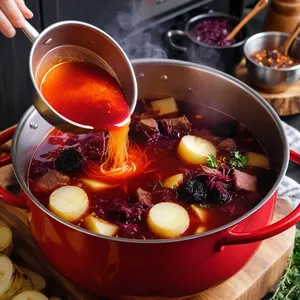 Рецепт Борщ с черносливом и говядиной - Сборка борща