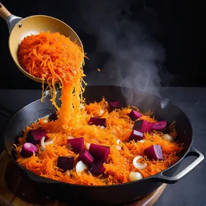 Рецепт Борщ с копченой кониной и сливой - Пассеровка овощей