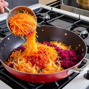 Рецепт Борщ с копченой курицей и черносливом - Обжарка овощей
