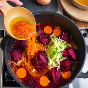 Рецепт Борщ с копченой курицей и черносливом - Добавление зажарки и капусты