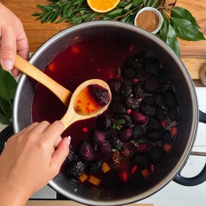 Рецепт Борщ с копченой курицей и черносливом - Добавление чернослива и специй