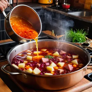 Рецепт Борщ с копченой свининой и имбирем - Приготовление бульона
