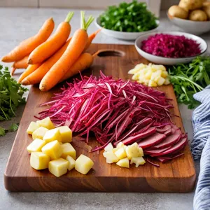 Рецепт Борщ с копченой уткой и апельсином - Подготовка овощей и утки