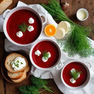 Рецепт Борщ с копченой уткой и апельсином - Подача
