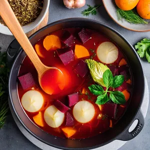 Рецепт Борщ с копченым лососем и укропом - Сборка борща