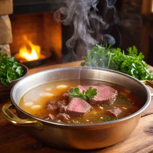 Рецепт Борщ с копченым сыром и чесноком - Подготовка мяса и бульона