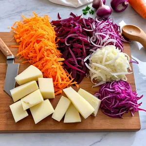 Рецепт Борщ с копченым сыром и чесноком - Подготовка овощей