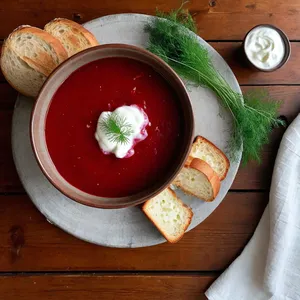 Рецепт Борщ с копченым сыром и чесноком - Подача