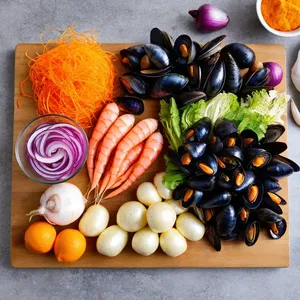 Рецепт Борщ с морепродуктами и шафраном - Подготовка овощей и морепродуктов