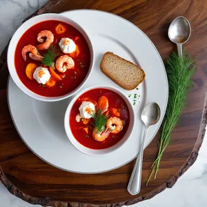 Рецепт Борщ с морепродуктами и шафраном - Подача