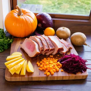 Рецепт Борщ с тыквой и свиными ребрышками - Подготовка мяса и овощей