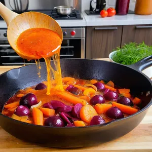 Рецепт Борщ с тыквой и свиными ребрышками - Обжарка овощей