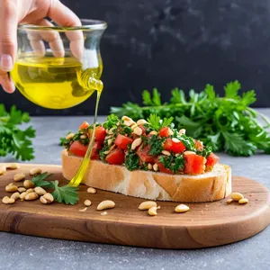 Рецепт Брускетты с авокадо и кедровыми орешками - Финальное украшение