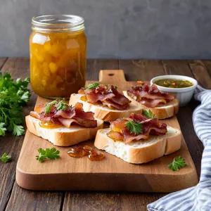 Рецепт Брускетты с беконом и яблочным чатни - Сборка брускетт
