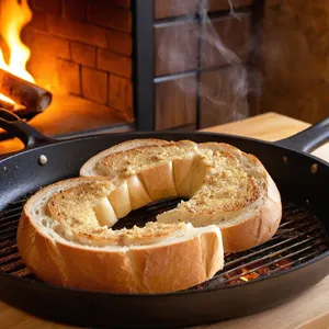Рецепт Брускетты с чоризо и манговым соусом - Подготовка багета и чеснока