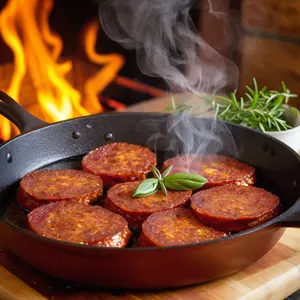 Рецепт Брускетты с чоризо и манговым соусом - Обжарка чоризо