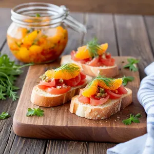 Рецепт Брускетты с фенхелем и апельсиновой цедрой - Подача и украшение