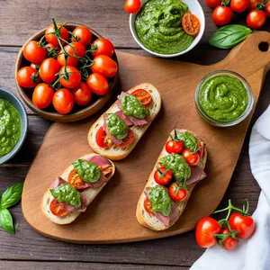 Рецепт Брускетты с говядиной и соусом песто - Сборка брускетт