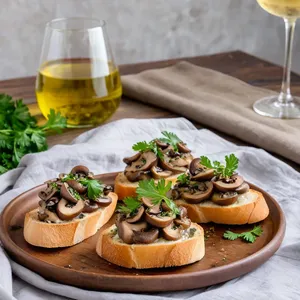 Рецепт Брускетты с грибами и трюфельным маслом - Подача