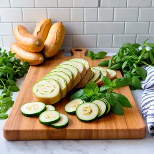 Рецепт Брускетты с кабачками и мятным йогуртом - Подготовка ингредиентов