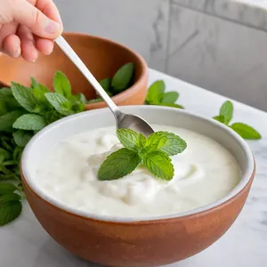 Рецепт Брускетты с кабачками и мятным йогуртом - Приготовление мятного йогурта