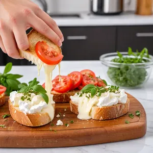 Рецепт Брускетты с камамбером и клюквенным соусом - Сборка брускетт
