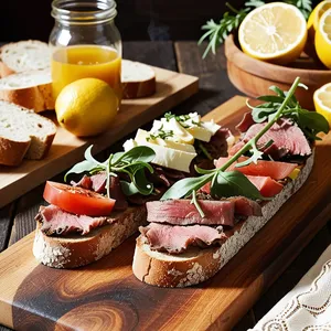 Рецепт Брускетты с копченой говядиной и хреном - Подача и украшение