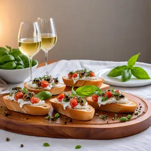 Рецепт Брускетты с вялеными томатами и козьим сыром - Финишная подача