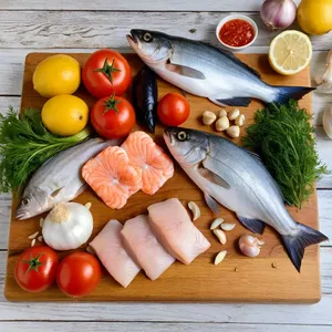 Рецепт Буйабес с креветками и чесночным кремом - Подготовка морепродуктов и овощей