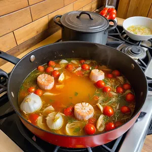 Рецепт Буйабес с креветками и чесночным кремом - Приготовление основы буйабеса