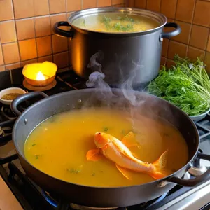 Рецепт Буйабес с морскими гребешками и шафраном - Варка бульона