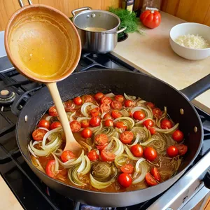 Рецепт Буйабес с морскими гребешками и трюфельным маслом - Обжарка овощей