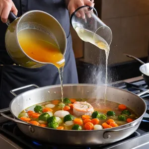 Рецепт Буйабес с треской и лавандовым медом - Добавление вина и бульона
