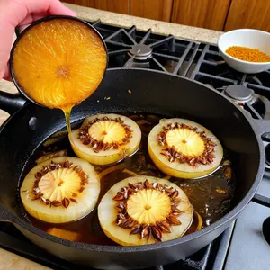 Рецепт Бульон для фо с анисом и кардамоном - Обжарка лука и имбиря