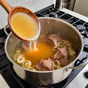 Рецепт Бульон для фо с мускатным орехом и фенхелем - Приготовление бульона