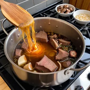 Рецепт Бульон для фо с соевым соусом и грибами шиитаке - Приготовление бульона