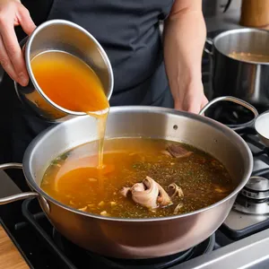 Рецепт Бульон для фо с соевым соусом и грибами шиитаке - Фильтрация и завершение
