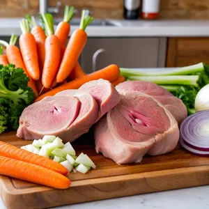 Рецепт Бульон из баранины с розмарином и чесноком - Подготовка мяса и овощей