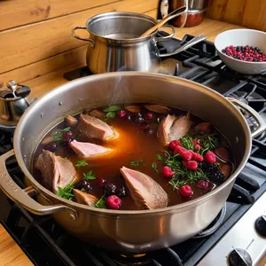 Рецепт Бульон из дикой утки с брусникой и розмарином - Варка бульона