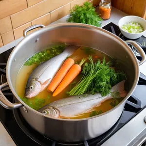 Рецепт Бульон из форели с можжевельником и лимоном - Приготовление бульона